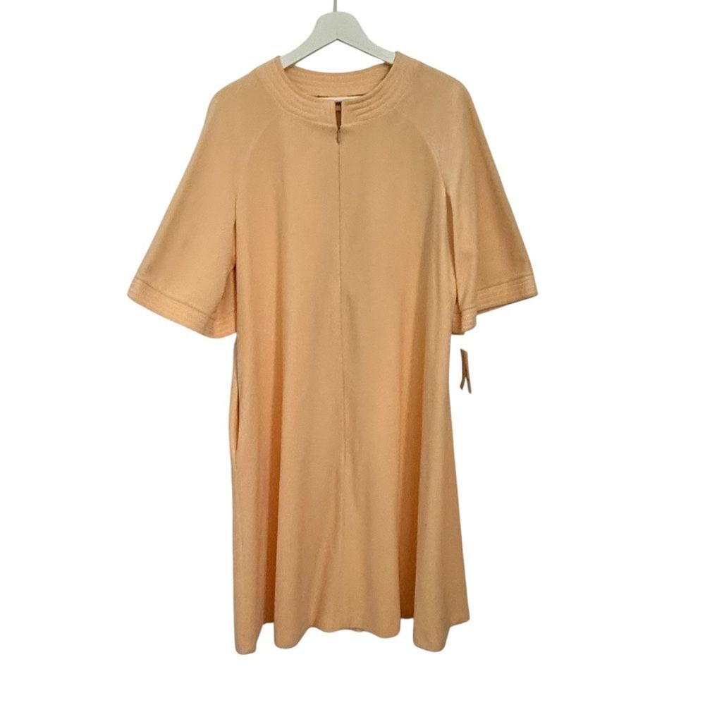 Vanity Fair Vintage Orange Peach Velour Fleece 3/4 Zip House Dress Robe